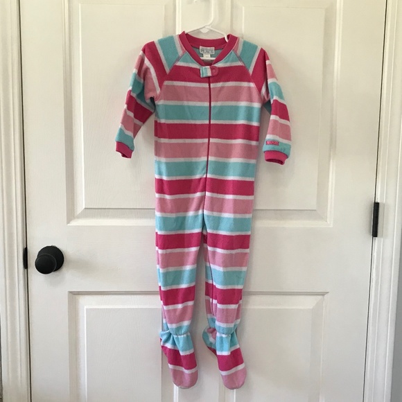 The Children’s Place striped pink blue white zip up pajama Girls Size 3T toddler - Picture 1 of 14